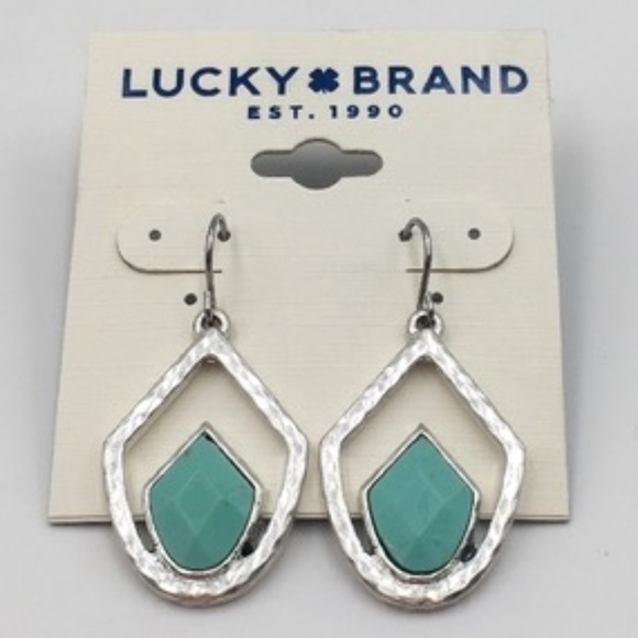 Lucky Brand Jewelry - Lucky Brand Turquoise Drop Earring in Silver Tone